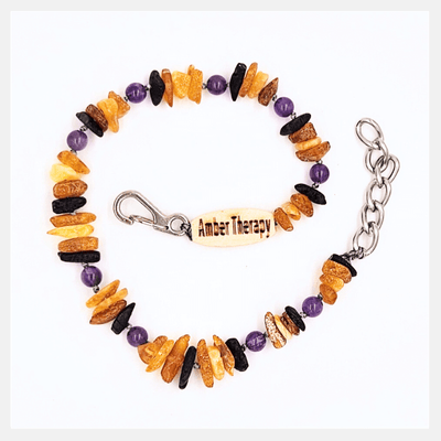 Large Dog Multi Amber & Amethyst Collar-0