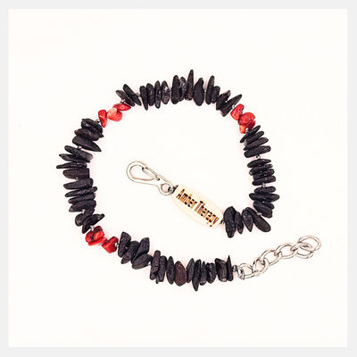 Medium Dog Cherry Amber & Red Sea Coral Collar-0