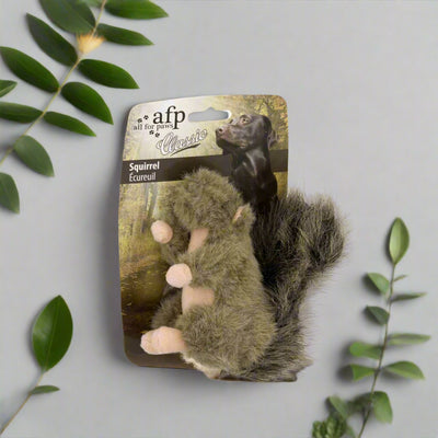 Dog plush toy squirrel with squeaker for interactive pet play, All For Paws Classic, 16cm soft design.