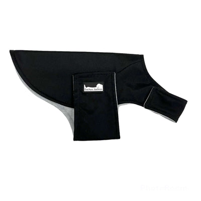 Waterproof black dog jacket for small breeds, perfect for keeping pets warm and dry in rain and wind.