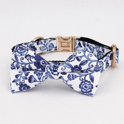Indigo Floral Bow Tie Collar-0